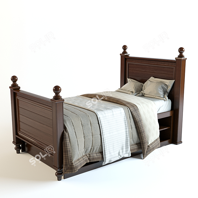 Paula Deep Bed with Bedding Set & Textures 3D model image 1