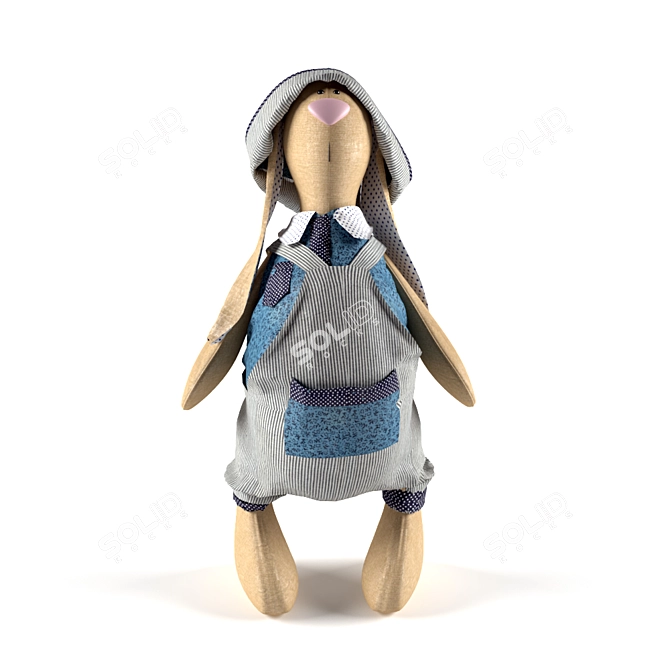Tilda Bunny Doll in Overalls 3D model image 1