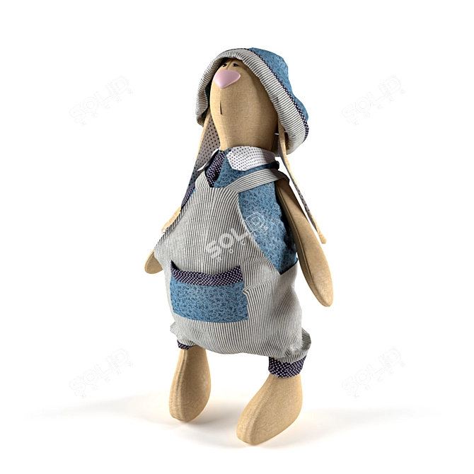 Tilda Bunny Doll in Overalls 3D model image 3