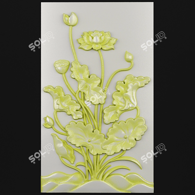 Floral Bas-relief Wall Decor 3D model image 1
