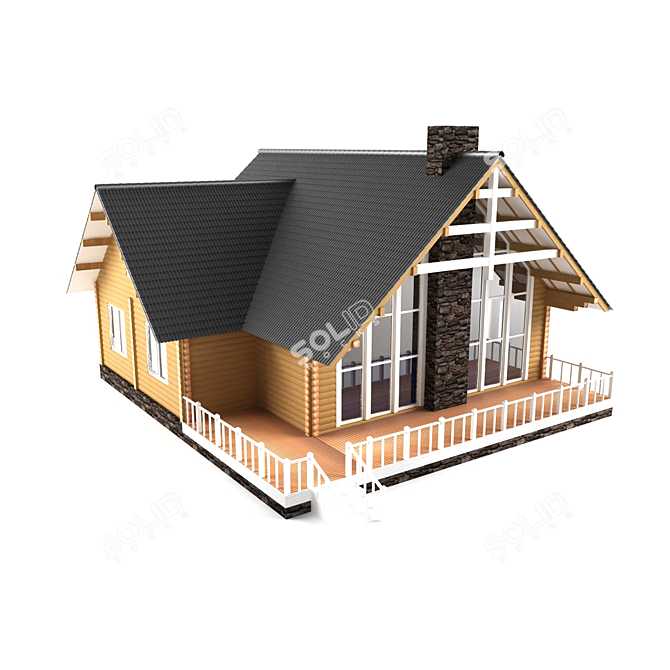 Timber Profiled House 3D model image 1