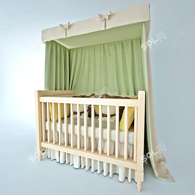 Dreamy Canopy Crib 3D model image 1