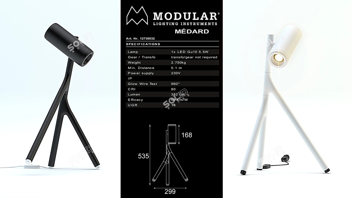 Modular Medard: Versatile Surface Mounted GU10 Fixture 3D model image 1