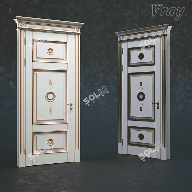 Classic Architectural Entry Door - 910x2225x120mm 3D model image 1