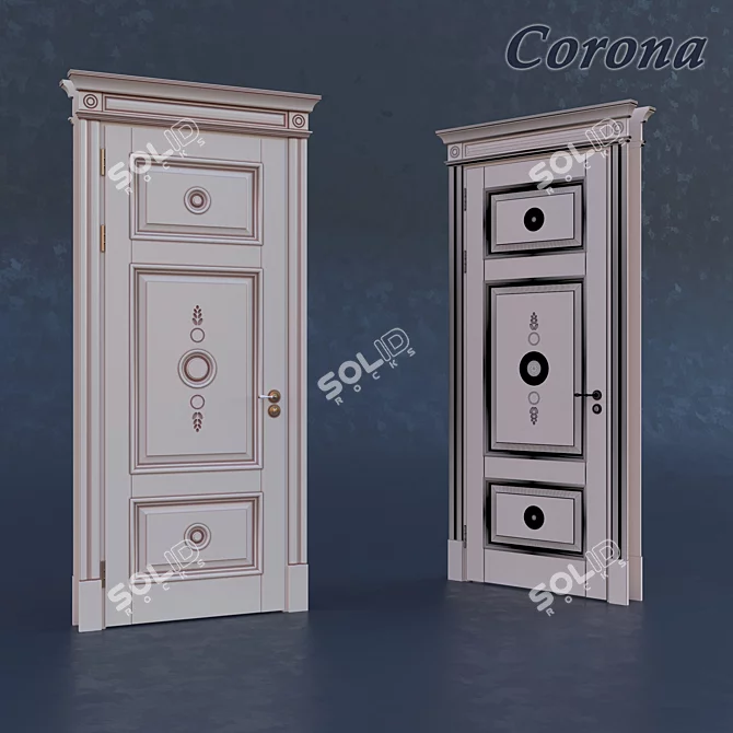 Classic Architectural Entry Door - 910x2225x120mm 3D model image 2