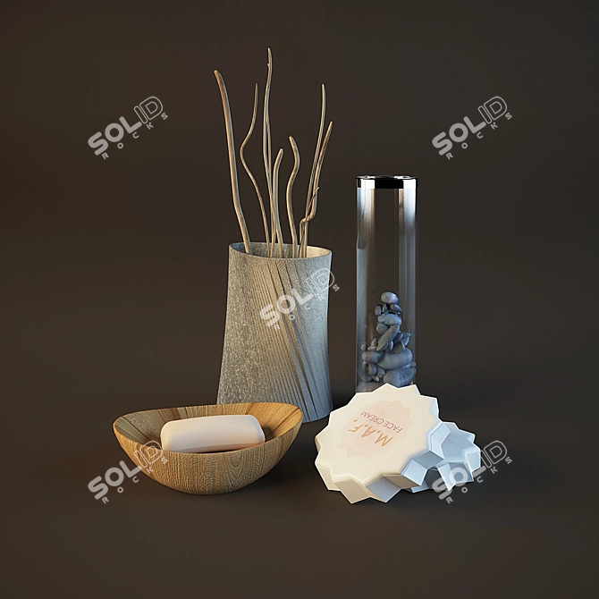 Elegant Bathroom Decor Set 3D model image 1