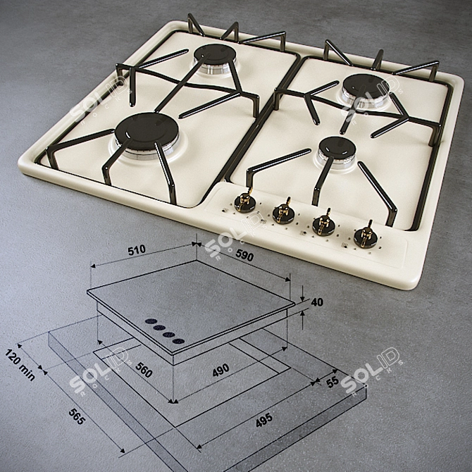 Fornelli PGA 60 GRAZIA: Elegant and Powerful Cooktop 3D model image 1