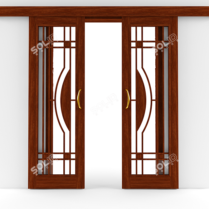 Modern Sliding Door Set 3D model image 1