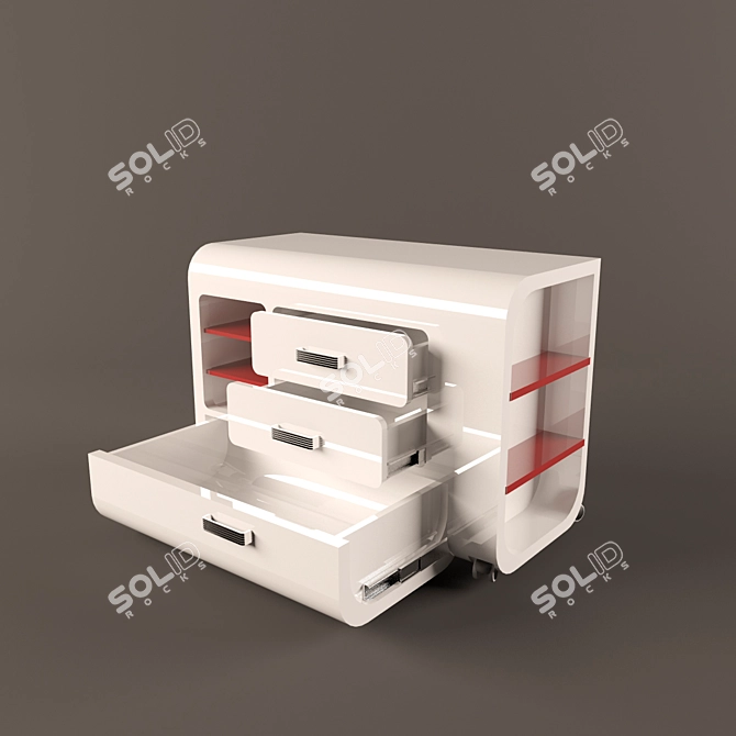 Glossy MDF Office Desk 3D model image 2