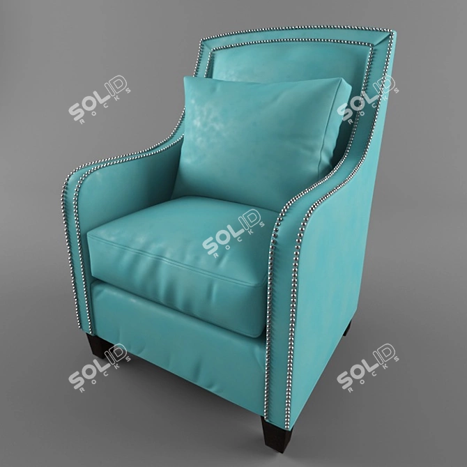 Blue Leather Chair | Stylish & Comfortable 3D model image 1