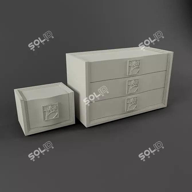 Glamour & Retro Chest of Drawers & Cabinet 3D model image 1