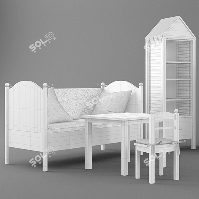 Ritterburg Collection: Cabinet, Sofa, Table & Chair 3D model image 2