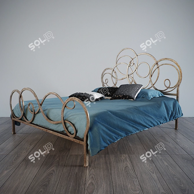 Stylish AZZURRA Bed: H138 177 x 203 cm 3D model image 1