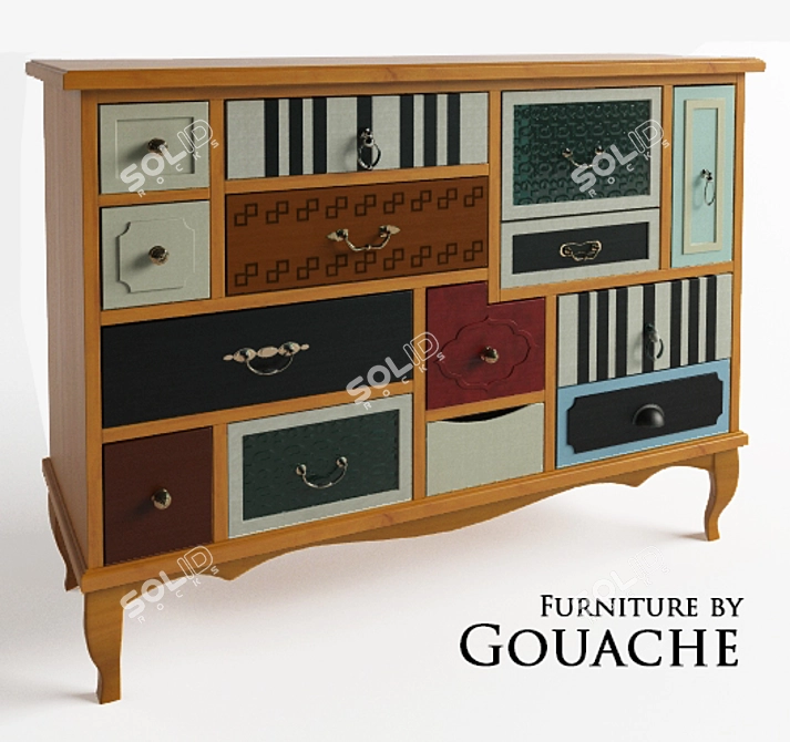 Rustic Gouache Pine Locker 3D model image 1