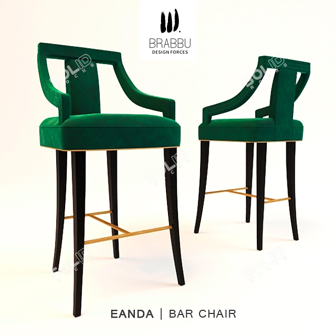 Elegant Eanda Bar Chair Set 3D model image 1