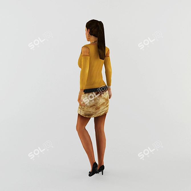 Title: Poly Woman Rigged Character 3D model image 2