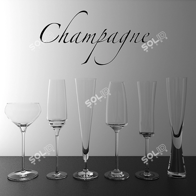 Elegant Champagne Flutes - 3DS Max + FBX + OBJ - Includes HDR Map 3D model image 1