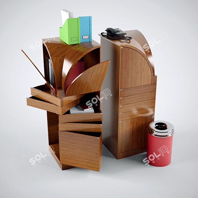 Stackable Office Drawers 3D model image 1