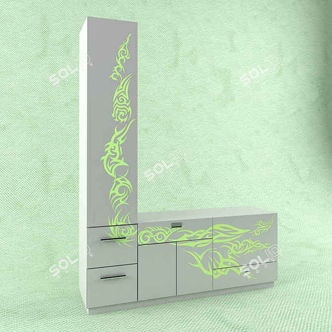 Modular TV Stand & Wardrobe 3D model image 2