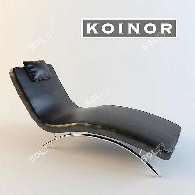 Luxury Leather Deckchair with Metal Base 3D model image 1