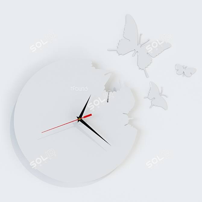 Fluttering Beauty Wall Clock 3D model image 2