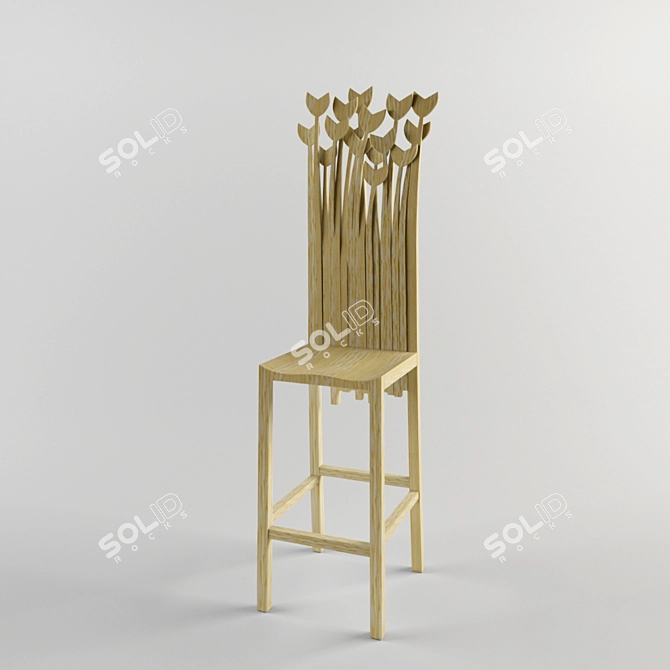 Japanese-Inspired Custom Bar Stool 3D model image 1