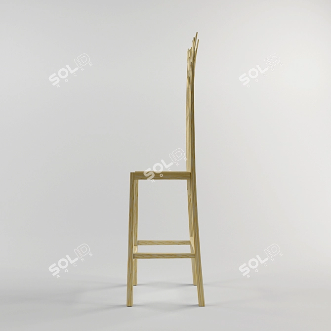 Japanese-Inspired Custom Bar Stool 3D model image 2