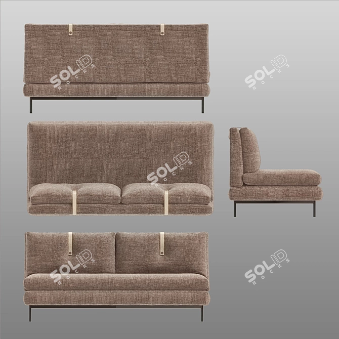 Anatomical Double Seater Sofa 3D model image 1