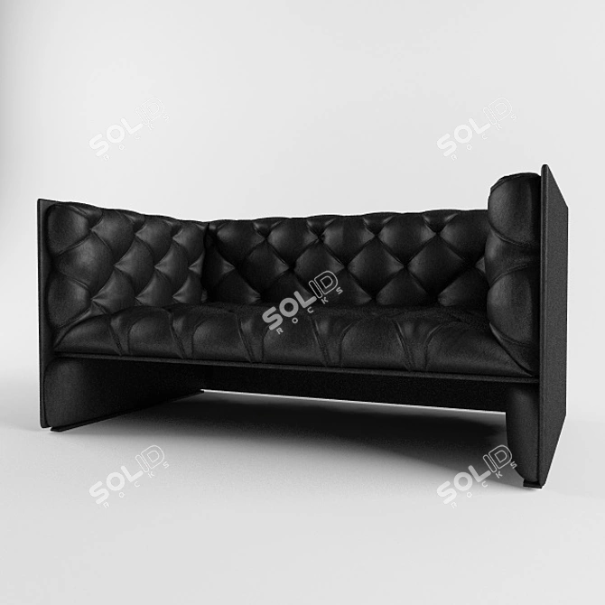  Elegant Leather Sofa with Quilted Design 3D model image 2