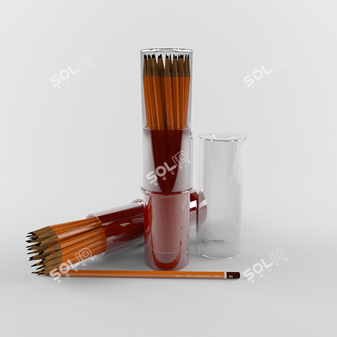 Artistic Textured Pencils 3D model image 1