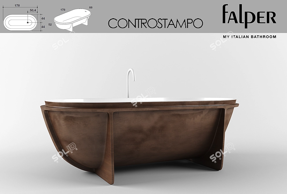 Rustic Oval Bathtub 3D model image 1
