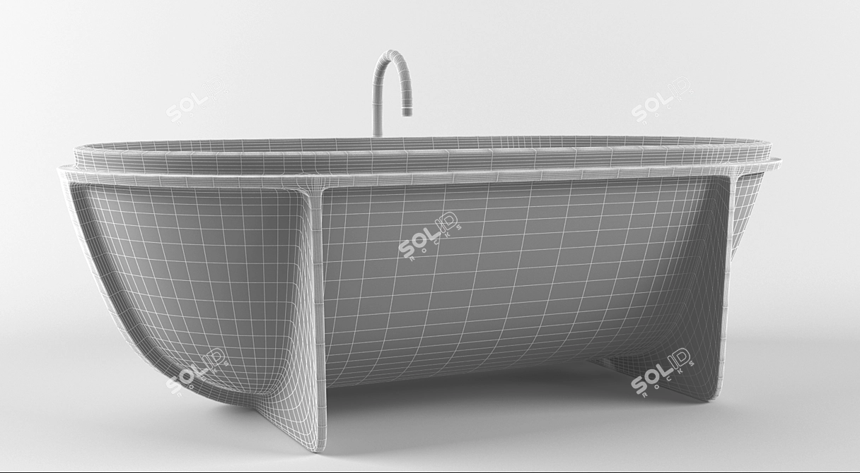 Rustic Oval Bathtub 3D model image 2