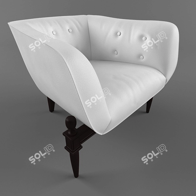 Sleek White Wooden Frame Chair 3D model image 1