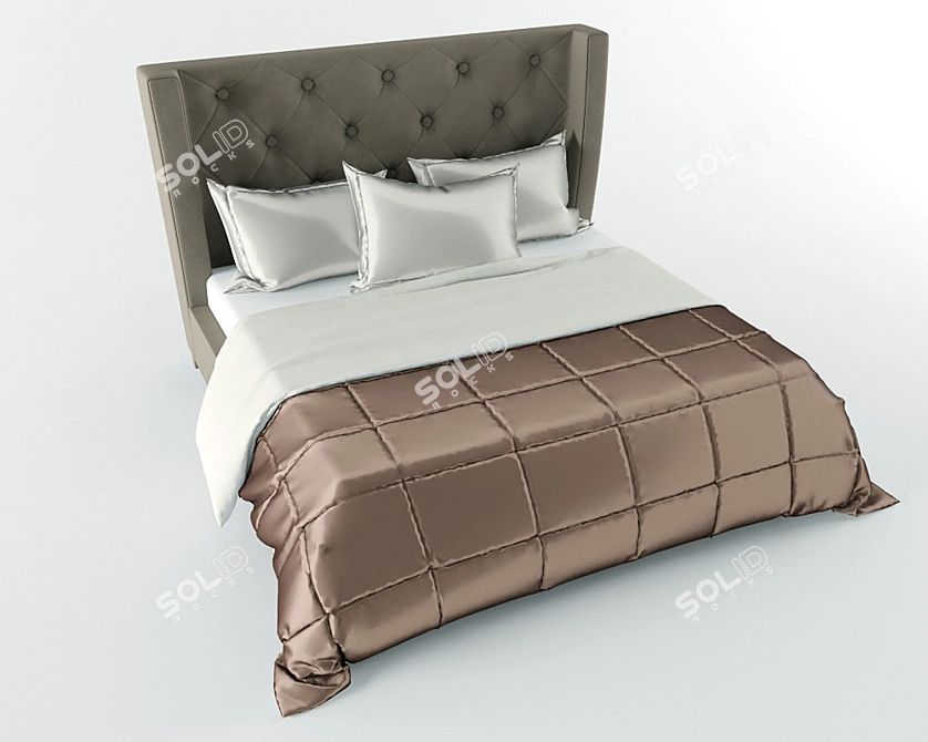 Chinese Double Bed | Affordable Stylish Design 3D model image 1