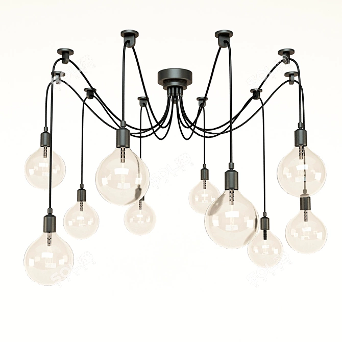 Vintage Edison Chandelier 3D model image 1