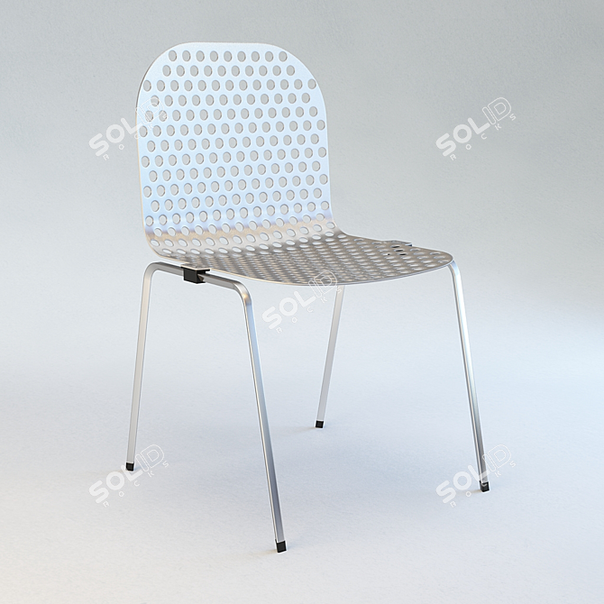 Sleek Metal Chair 3D model image 1