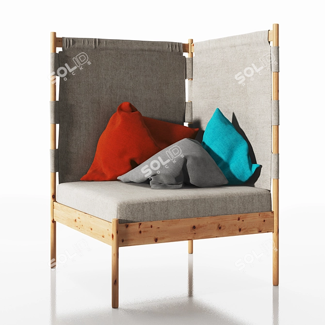 Modern Corner Armchair with Cushions 3D model image 1