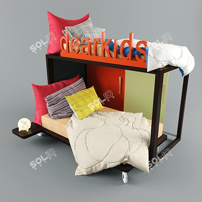 Two-tier Children's Bed 3D model image 1