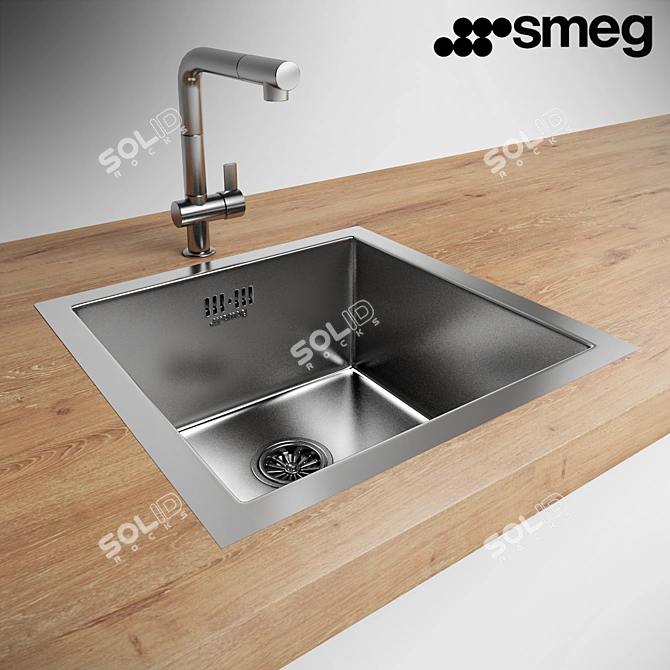 Smeg VQ40-2 Stainless Steel Sink 3D model image 1