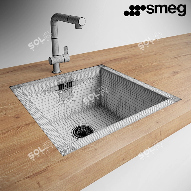 Smeg VQ40-2 Stainless Steel Sink 3D model image 2