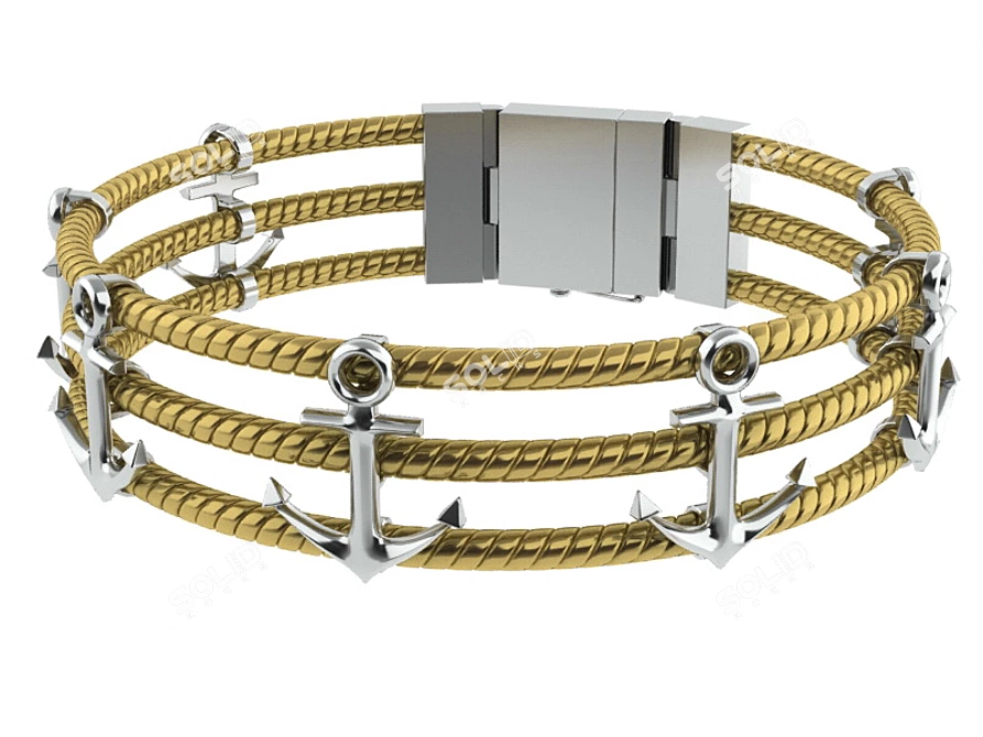 Anchor Chain Men's Bracelet 3D model image 1