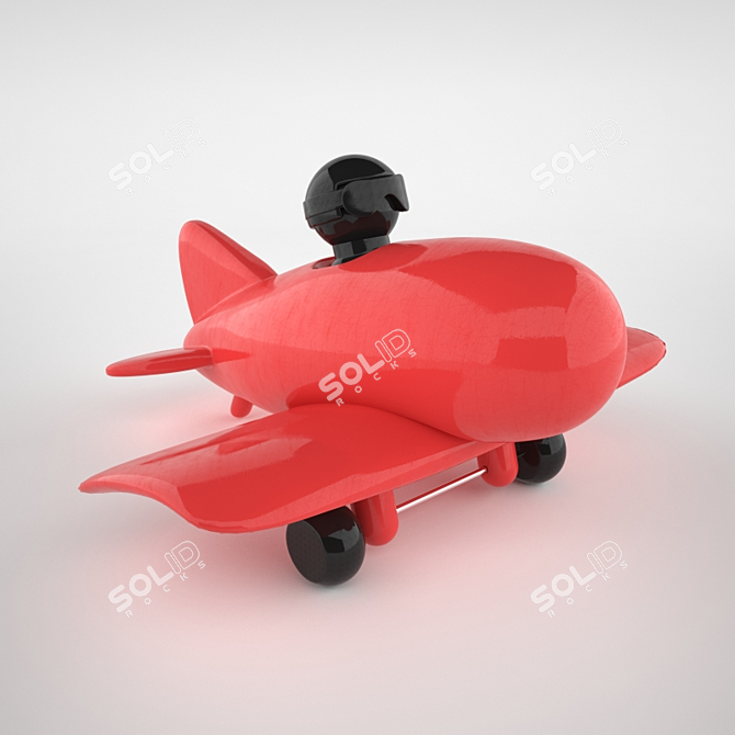 Sleek Jetliner: Stylish Wooden Toy 3D model image 1