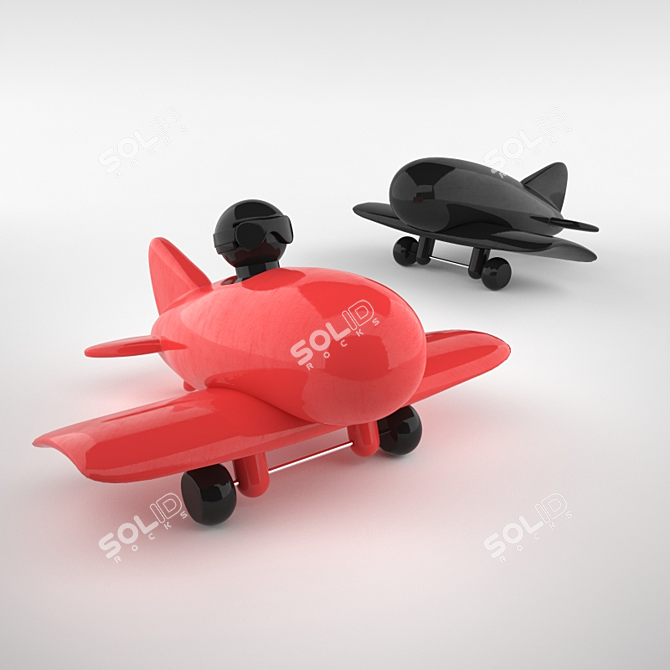 Sleek Jetliner: Stylish Wooden Toy 3D model image 3