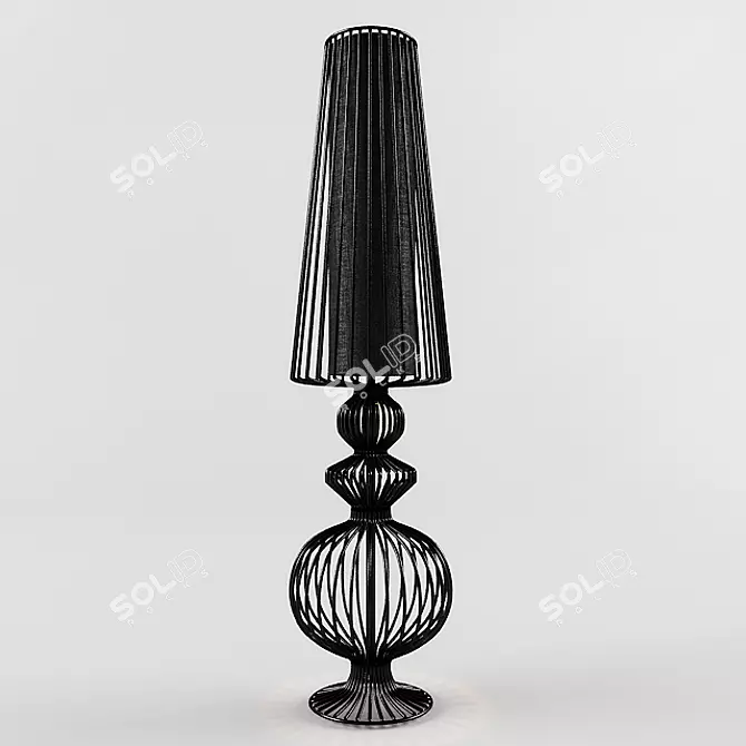 Elegant Black Metal Shadow Lamp 3D model image 1