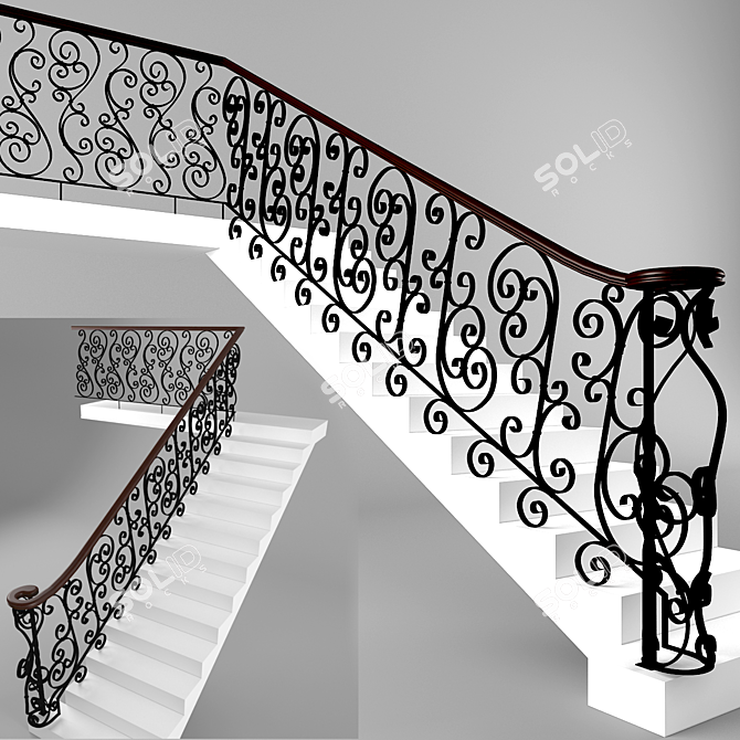 Elegant Iron Fence 3D model image 1