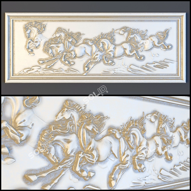 Elegant Bas Relief Sculpture 3D model image 1