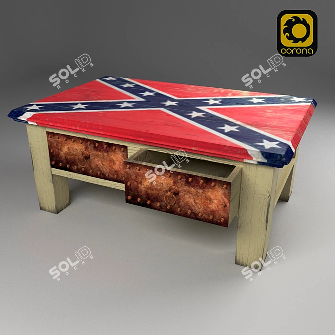 Rustic Pine Coffee Table with Dual-Opening Drawers 3D model image 3