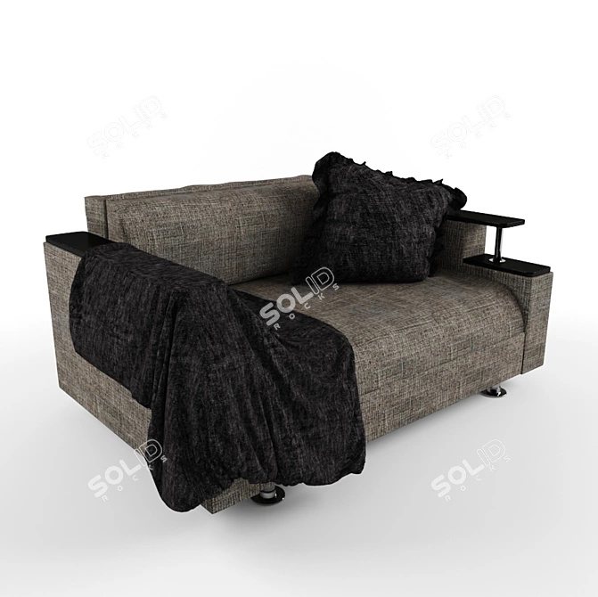 Cozy Sofa with Throw 3D model image 1