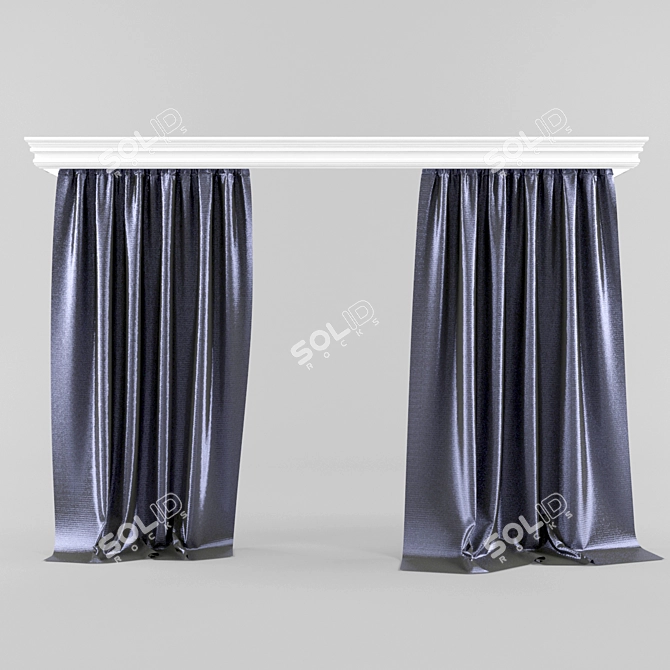 Contemporary Window Drapes 3D model image 1