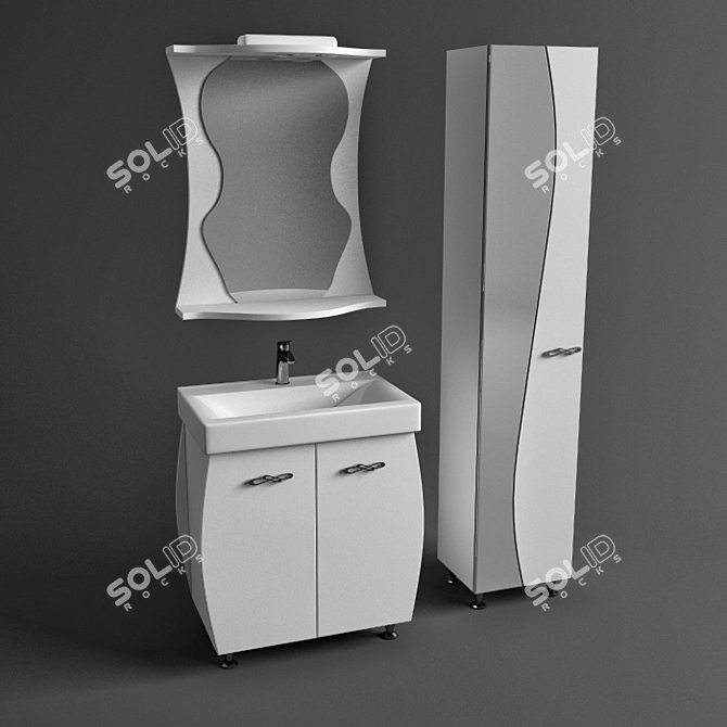 Aqua Rhodes Bathroom Vanity Set 3D model image 1